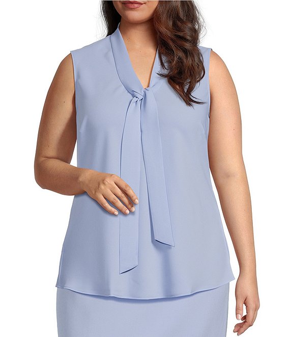 Blue Front Tie Sleeveless Top