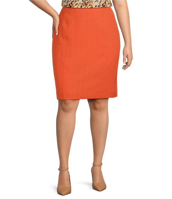 Kasper Plus Textured Side Zip Pencil Skirt | Dillard's