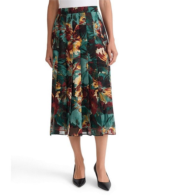 Kasper Pull On Floral Midi Skirt