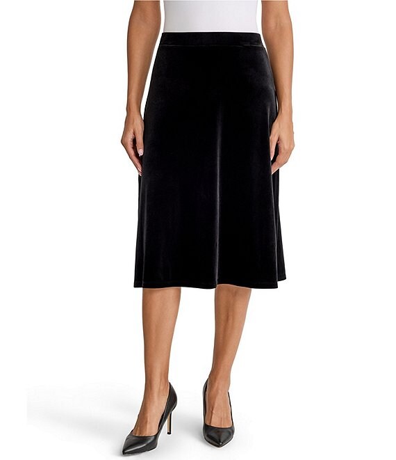 Kasper Pull On Velvet Midi Skirt