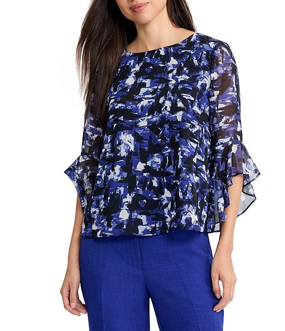 Kasper Ruffle Sleeve Blouse