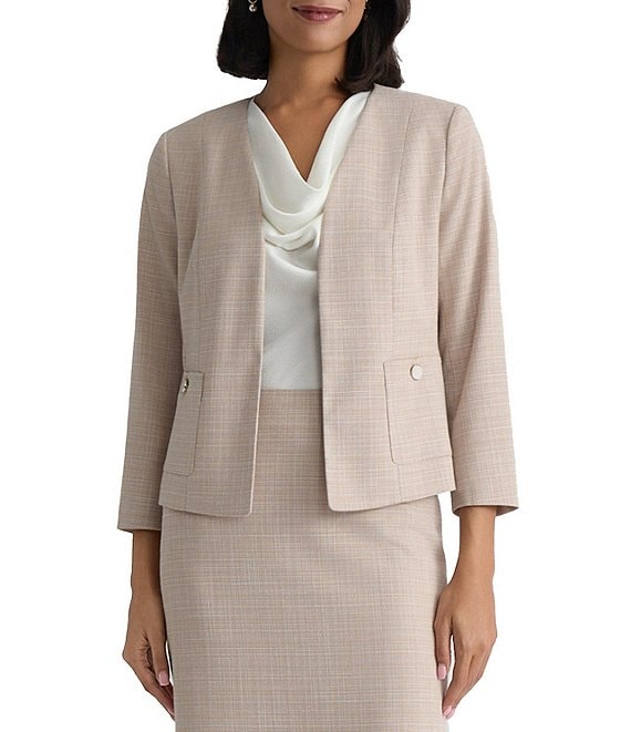 Kasper Seamed Tweed Jacket With Patch Pockets