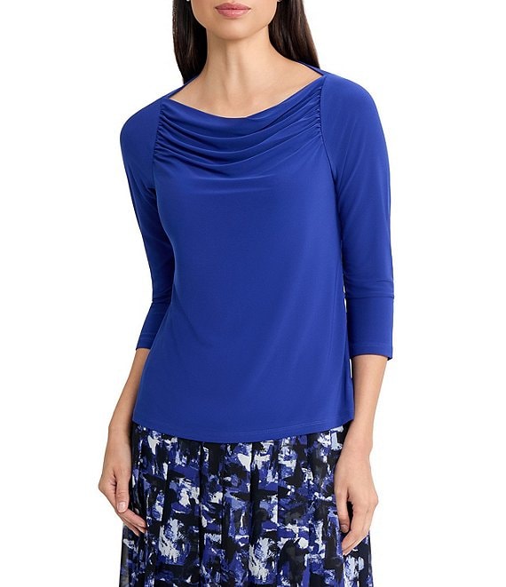 Kasper Shirred Front 3/4 Sleeve Blouse