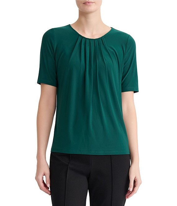 Kasper Short Sleeve Solid Jersey Top
