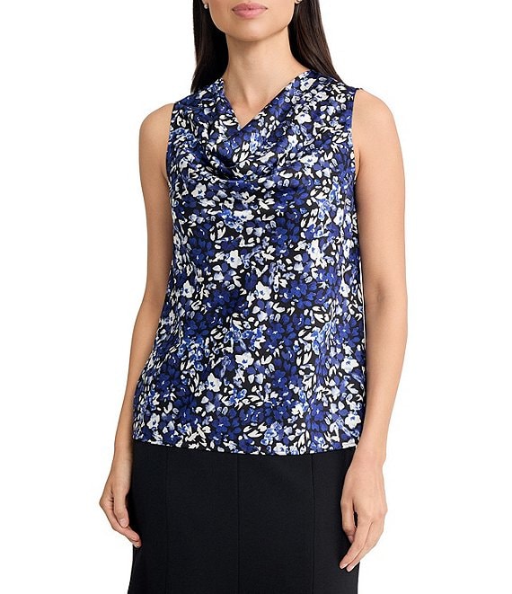 Kasper Sleeveless Draped Neck Blouse