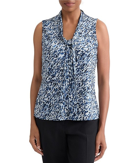 Kasper Sleeveless Tie Neck Blouse