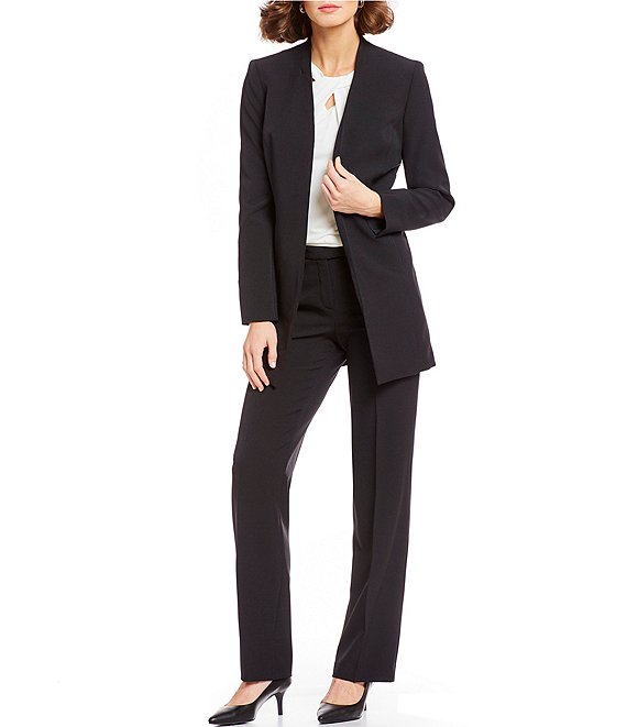 Kasper Stretch Crepe Open-Front Topper Jacket & Stretch Crepe Straight ...