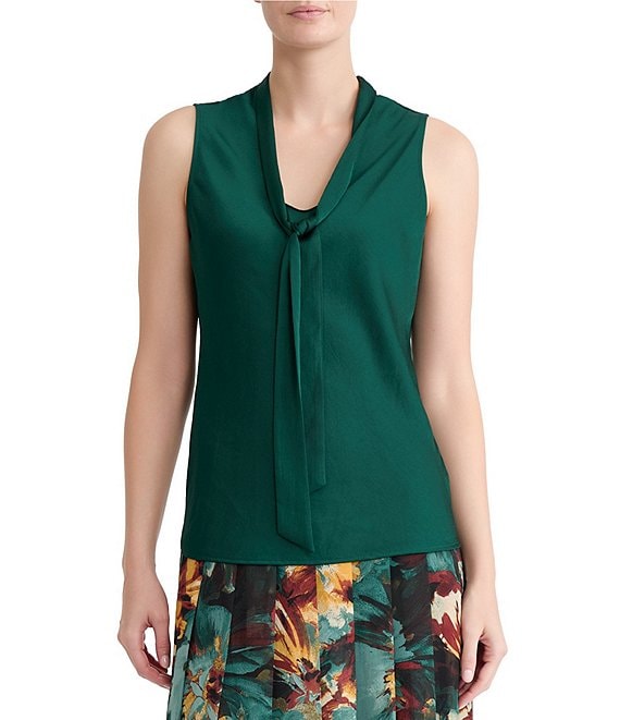 Kasper Tie Front Satin Blouse