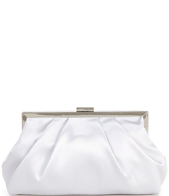 Color:Silver - Image 1 - Satin Pouch Frame Clutch
