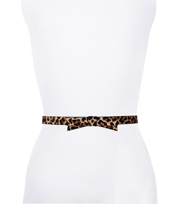 Color:Lovely Leopard - Image 1 - 0.75#double; Leopard Haircalf Leather Bow Belt