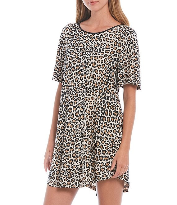  Leopard Print Bodysuit Nightgowns Female Nighty Night