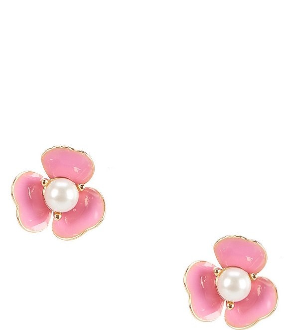 Kate Spade Women's Flora Goldtone, Enamel, Cubic Zirconia & Pearl Earrings  In Pink/white | ModeSens
