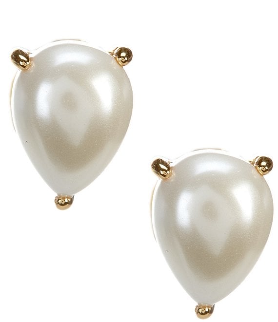 Color:Cream/Gold - Image 1 - Brilliant Statement Pearl Stud Earrings