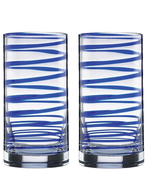 kate spade new york Charlotte Street Blue Spiral Highball Glass Pair |  Dillard's