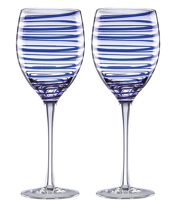 Color:Blue - Image 1 - Charlotte Street Spiral Wine Glass Pair