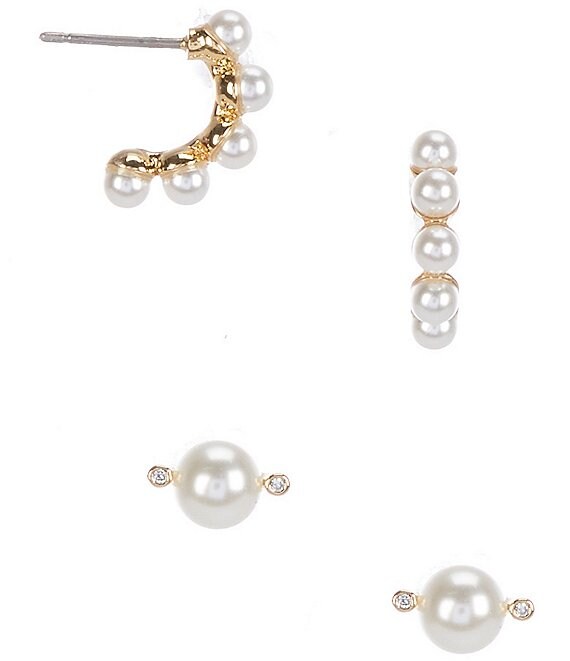 Gold Pearl & Diamante Stud Earring Pack