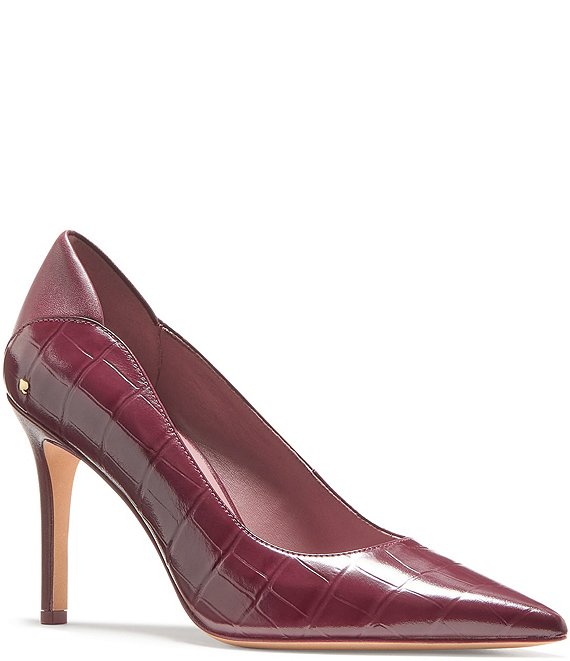 kate spade new york Daphne Crocodile Embossed Leather Pointed Toe Pumps