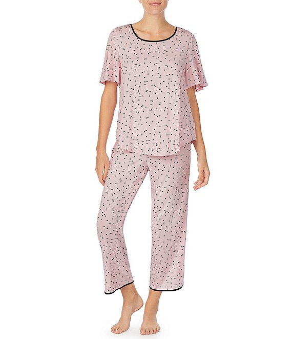 kate spade new york Dot Print Jersey Knit Cropped Coordinating Pajama ...