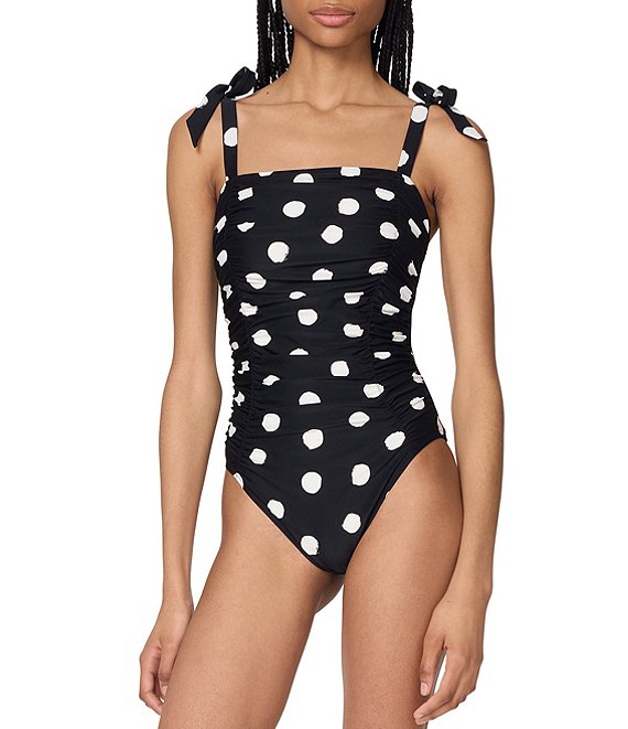 2024-25 秋冬新作  Print Dotted york new spade kate Square Bandeau Shirred Neck One Piece