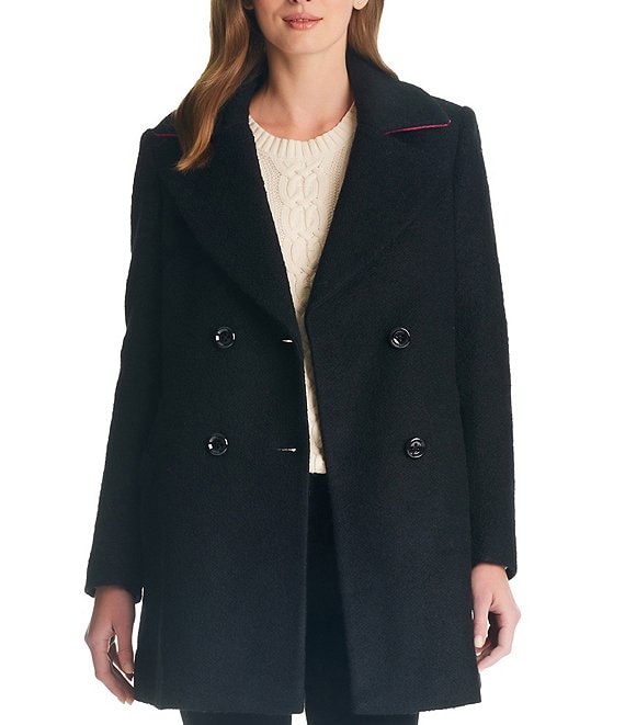 kate spade new york Double Breasted Contrasting Notch Lapel Wool Blend ...
