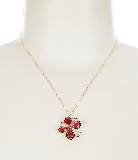 kate spade new york Floral Shimmer Mini Short Pendant Necklace