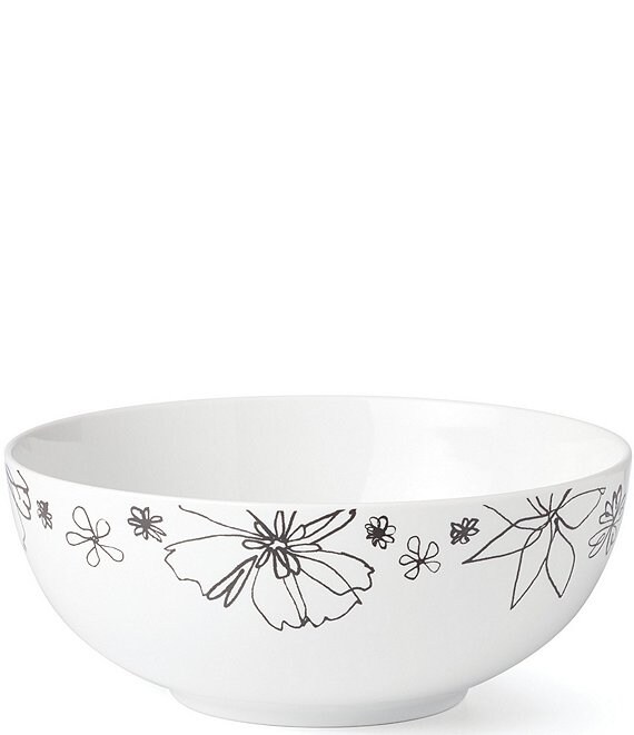 Color:White - Image 1 - Garden Doodle Serving Bowl