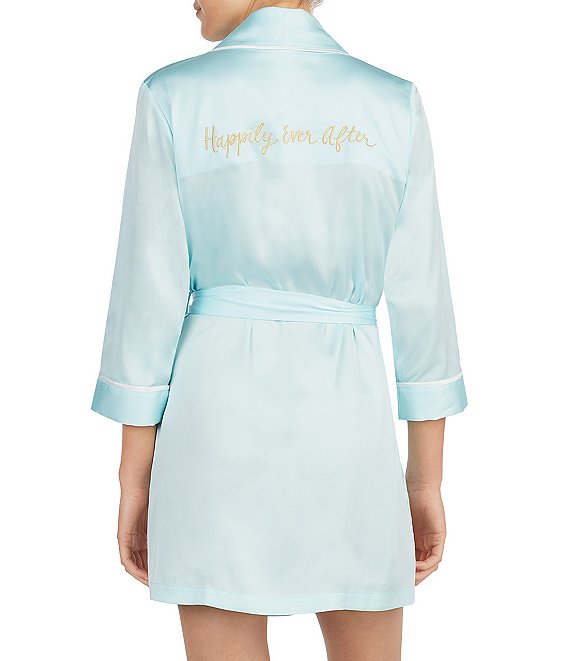 Color:Aqua/White - Image 1 - #double;Happily Ever After#double; Charmeuse Wrap Robe