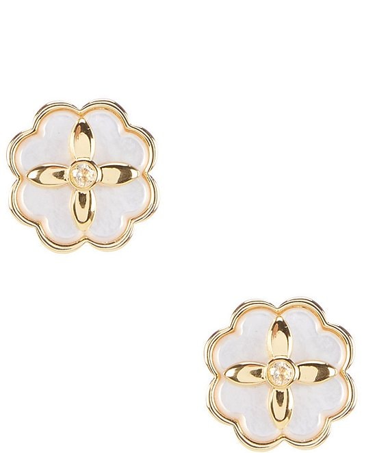 Color:Cream/Gold - Image 1 - Heritage Bloom Stud Earrings