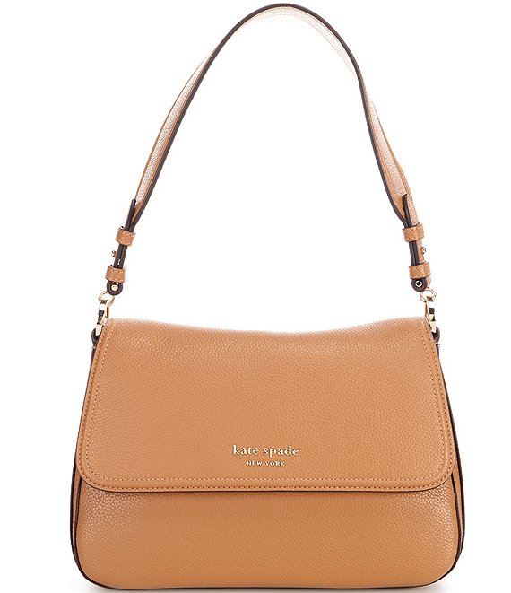 Color:Bungalow - Image 1 - Hudson Pebbled Leather Medium Convertible Flap Shoulder Bag