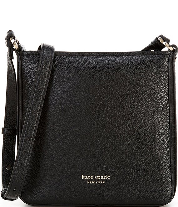 Color:Black - Image 1 - Hudson Pebbled Leather Small Messenger Bag