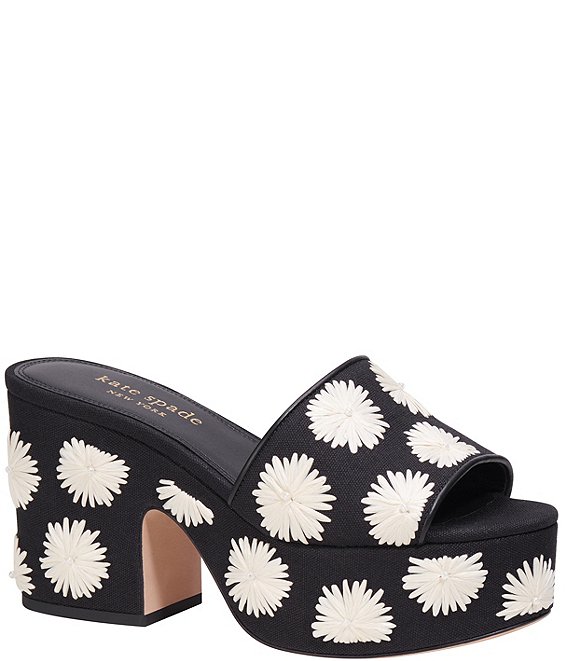 kate spade new york Ibiza Raffia Pom Pom Platform Sandals | Dillard's