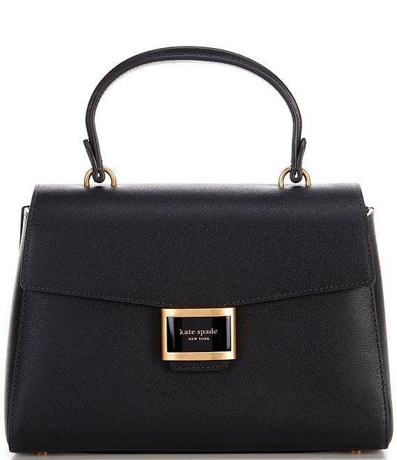 Color:Black - Image 1 - Katy Medium Top Handle Textured Satchel Crossbody Bag