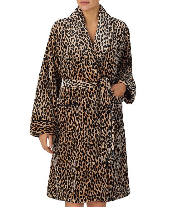 kate spade new york Leopard Print Shawl Collar Chenille Robe