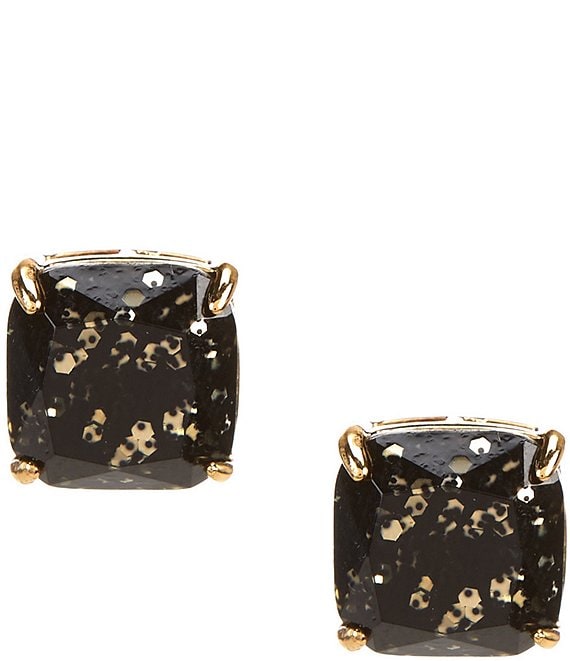Color:Black - Image 1 - Mini Small Square Stud Earrings