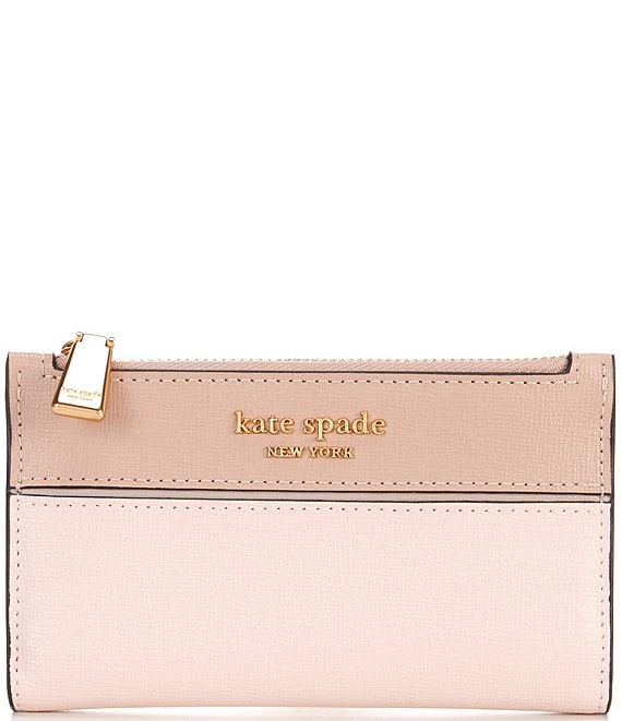 Kate Spade New York Morgan Color Blocked Saffiano Leather Slim Bifold Small Wallet - Pale Dogwood