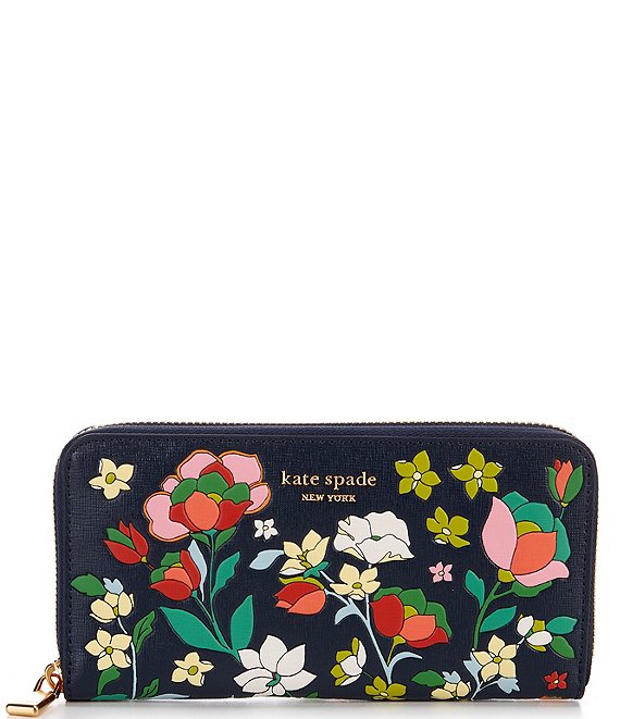 kate spade new york Morgan Flower Bed Embossed Saffiano Leather Zip Around  Continental Wallet | Dillard's