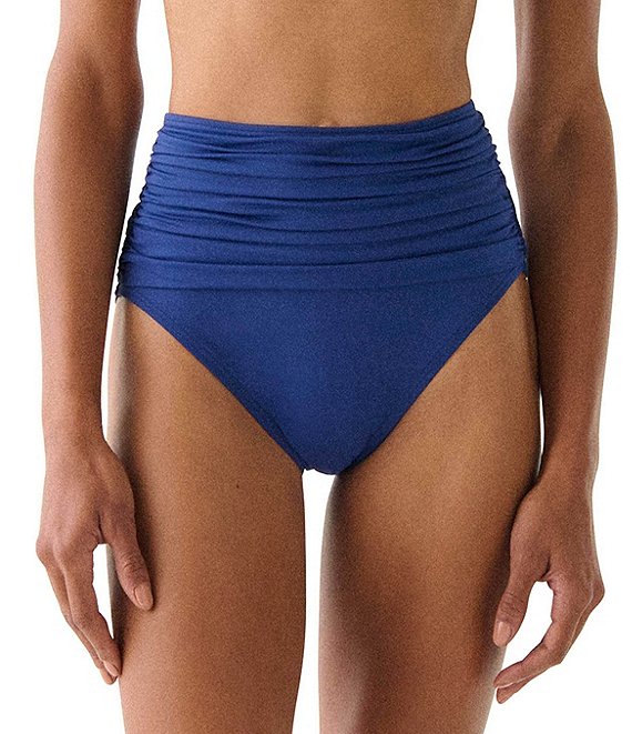 kate spade new york Rosette Solid High Waist Shirred Swim Bottom