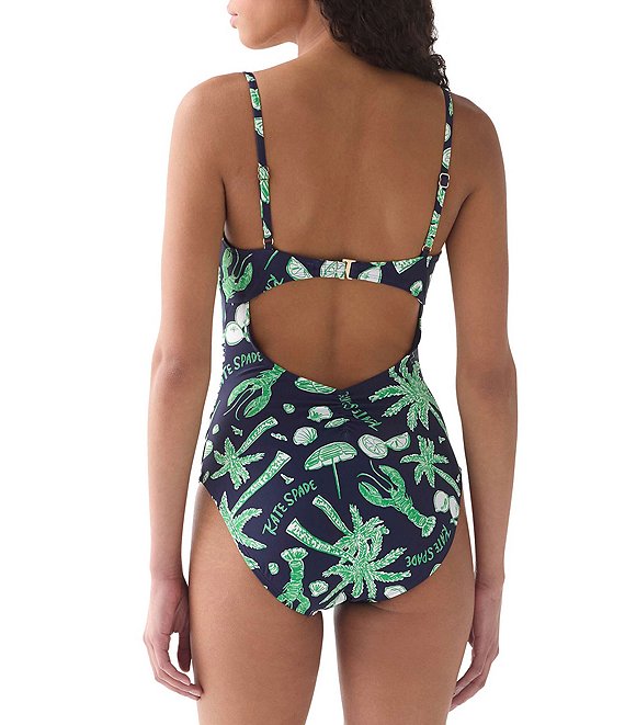kate spade new york Ruched Underwire Bandeau One Piece Swimsuit