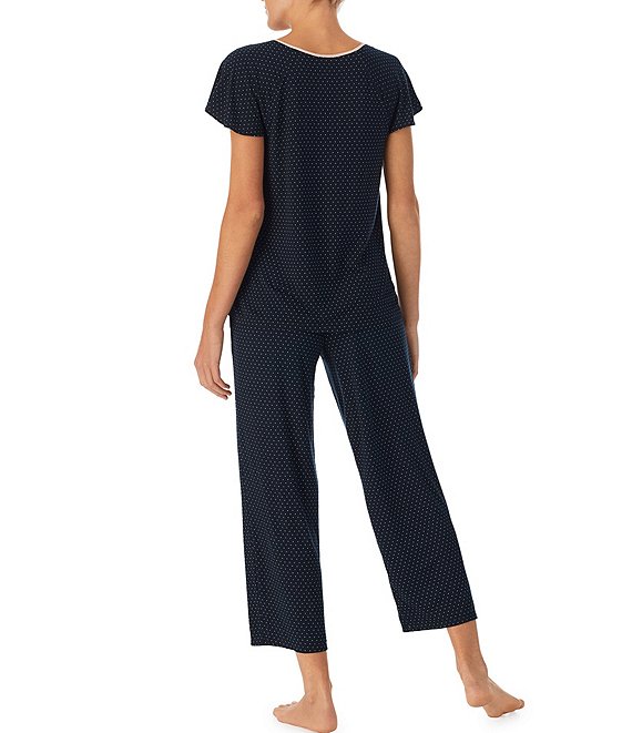 kate spade new york Short Sleeve Pin Dot Print Jersey Knit Cropped