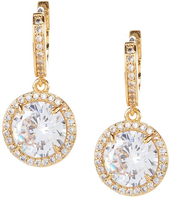 Color:Clear/Gold - Image 1 - Something Sparkly Spade Huggie Earrings