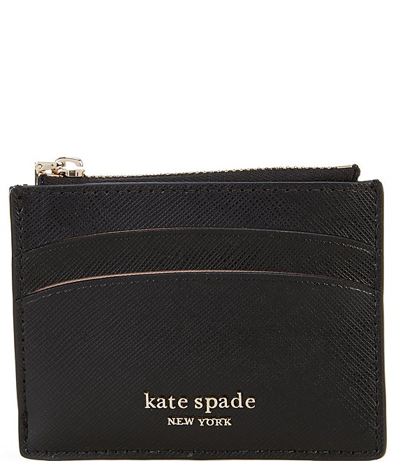 Color:Black - Image 1 - Spencer Saffiano Leather Coin Card Case