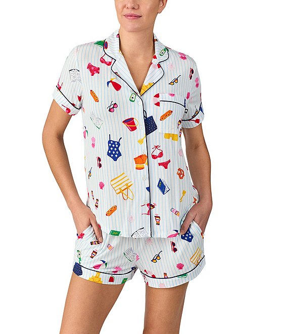 kate spade new york Stripe Beach Trip Print Short Sleeve kate spade new york Stripe Beach Trip Print Short Sleeve