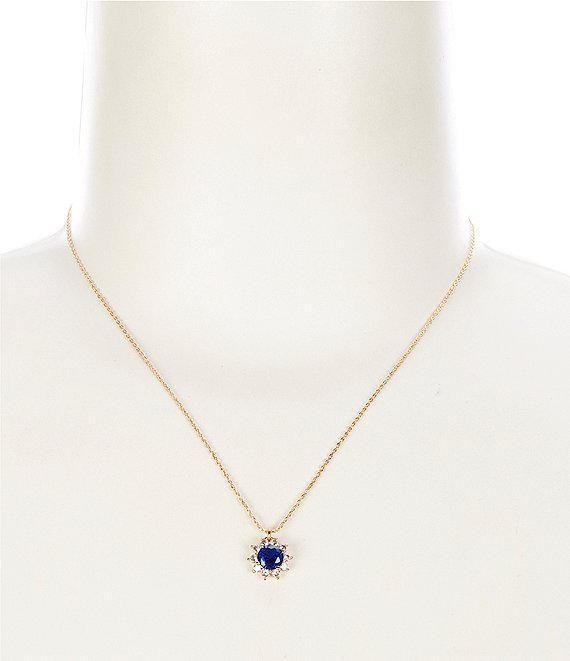 Color:Sapphire - Image 1 - Sunny Halo Short Pendant Necklace