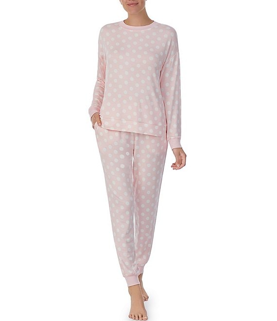 kate spade new york Terry Dot Print Long Sleeve Jogger Pajama Set ...