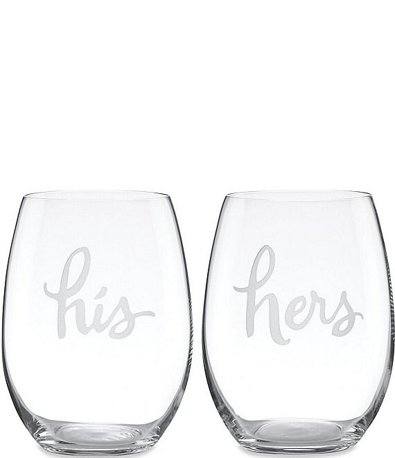 kate spade new york Two Of A Kind Stemless His and Hers Wine Glasses