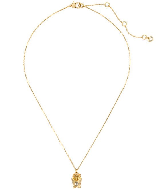 kate spade new york What A Snack French Fry Heart Crystal Short Pendant ...