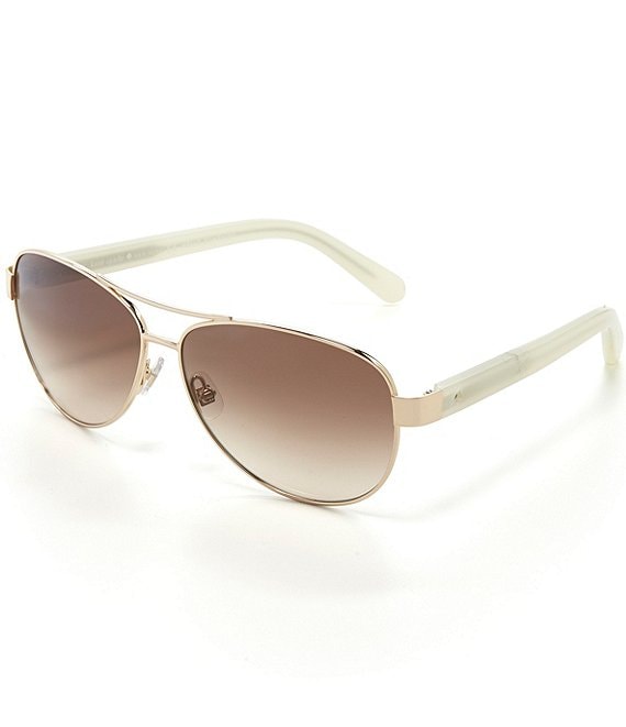 Color:Gold/Ivory - Image 1 - Women's Dalia Aviator 58mm Sunglasses