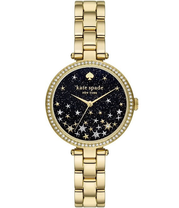 kate spade new york Women s Holland Three Hand Gold Tone Stainless Steel Bracelet Watch