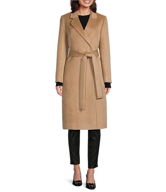 Katherine Kelly Alpaca Blend Notch Collar Wrap Coat Dillard s