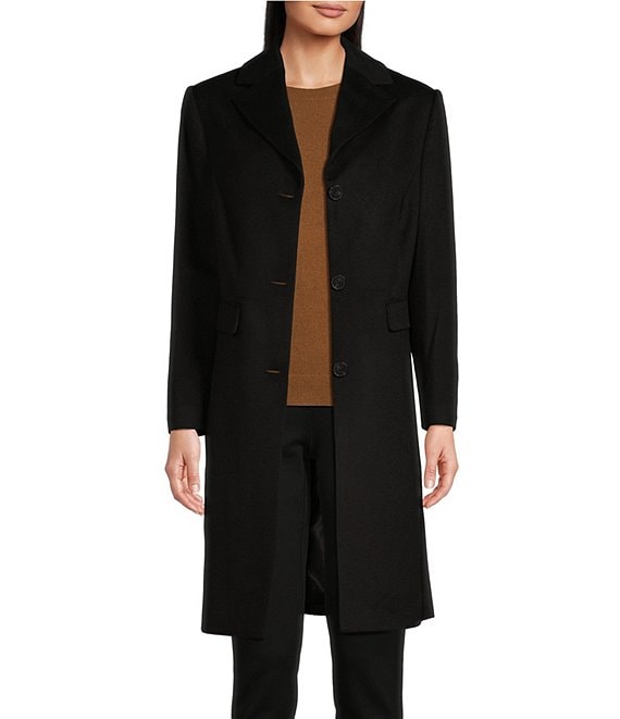 Katherine Kelly Pure Wool Notch Collar Button Front Coat